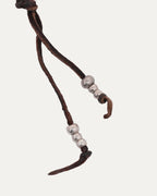 Double Feather Pendant Beaded Leather Necklace