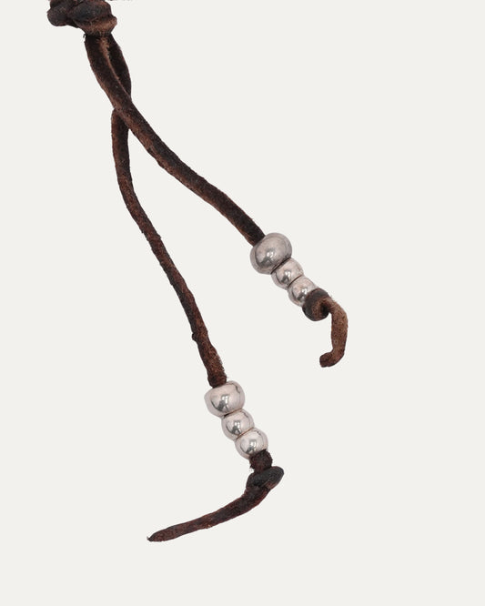 Double Feather Pendant Beaded Leather Necklace