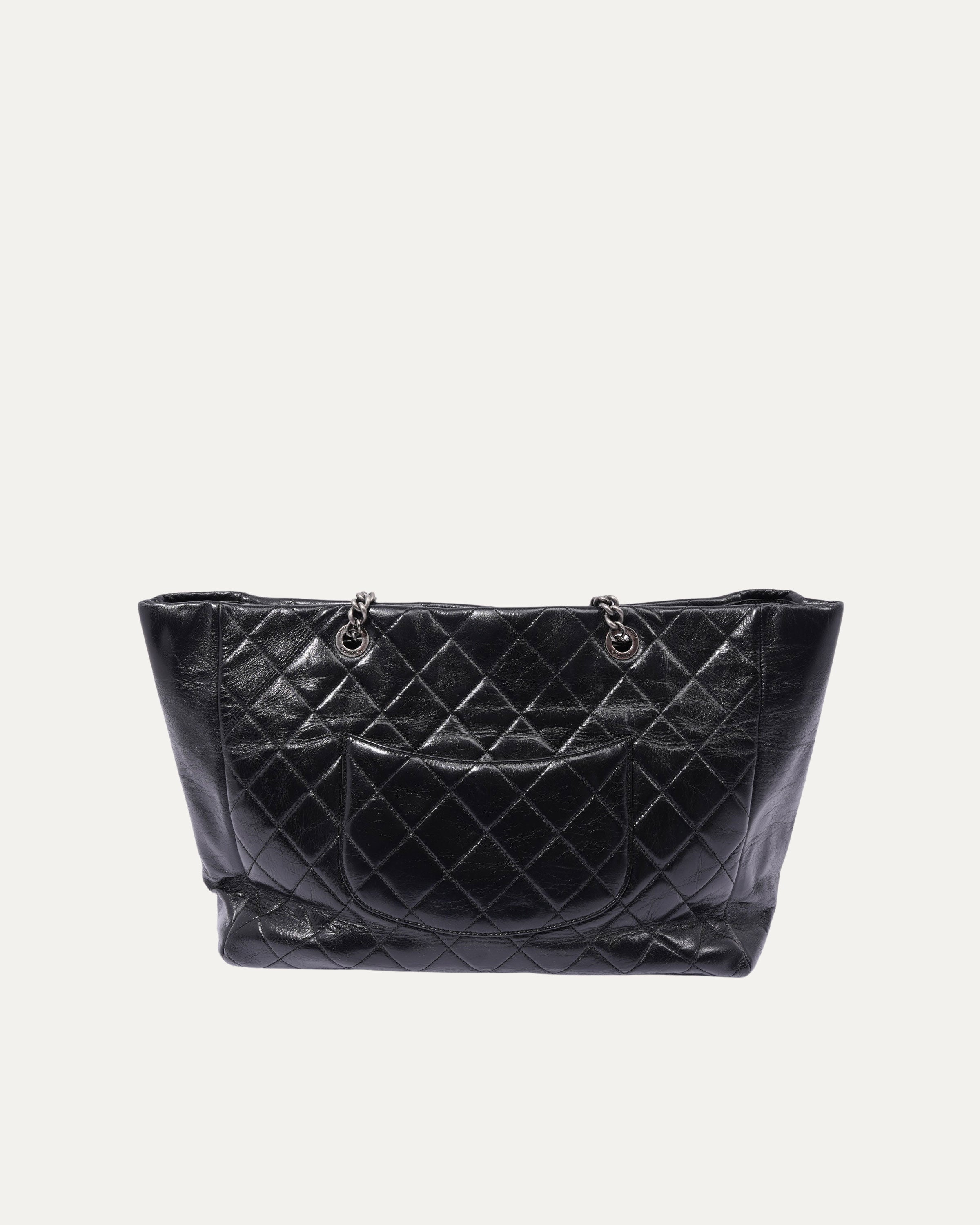 Glazed Calfskin Quilted Small Duo Color Tote