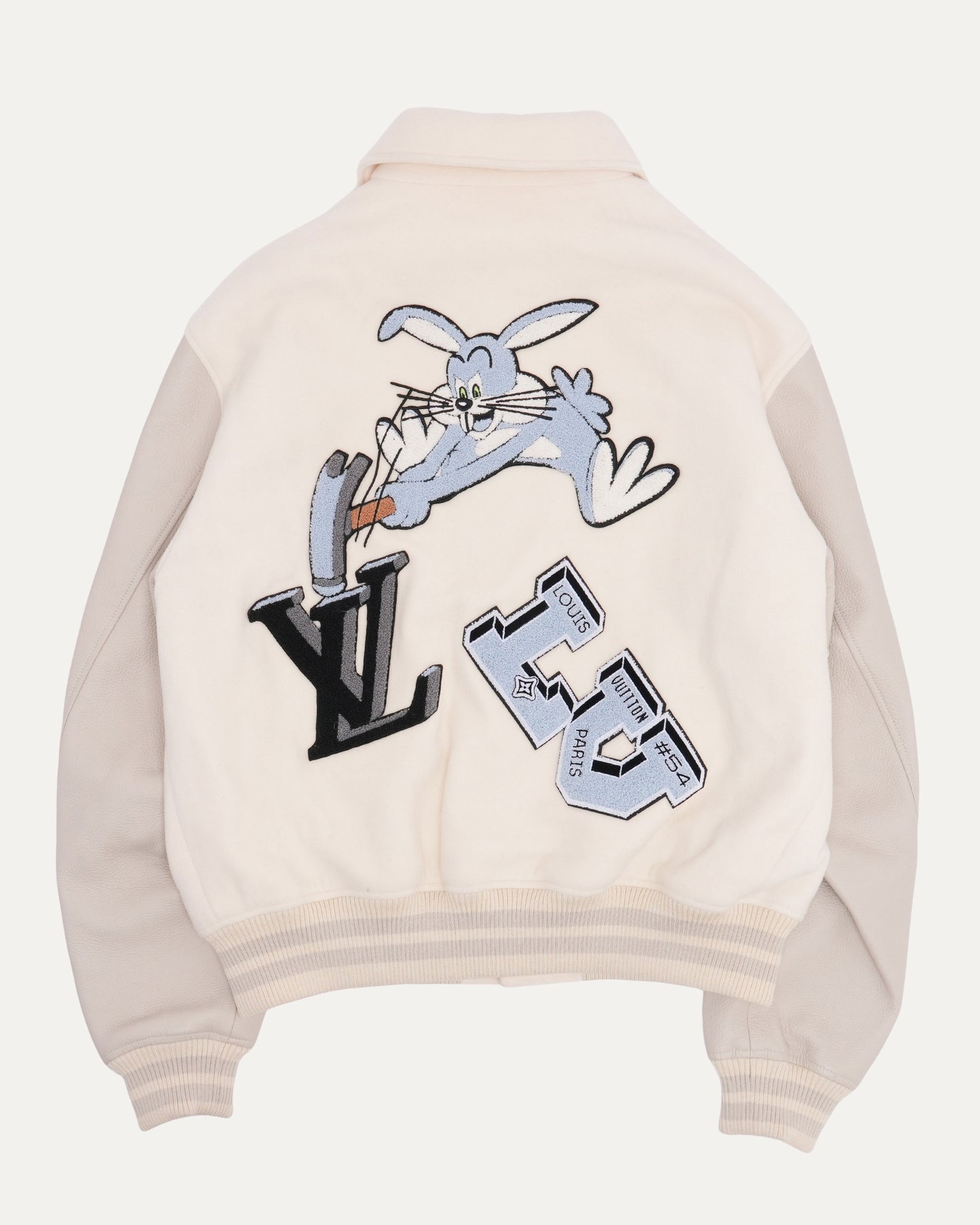 Multi-Patches Mixed Leather Varsity Blouson
