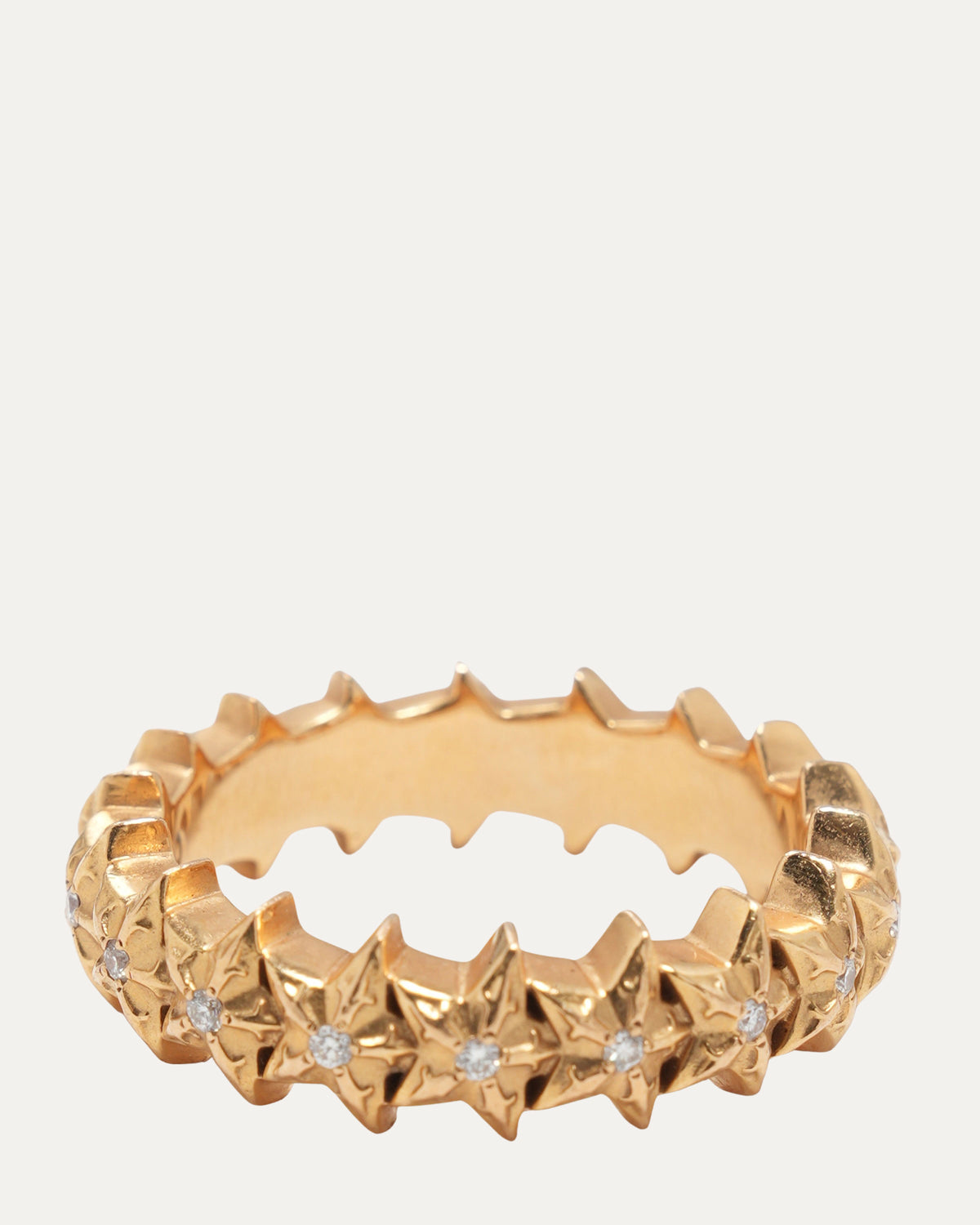 22k Gold and Diamond Star Band Ring