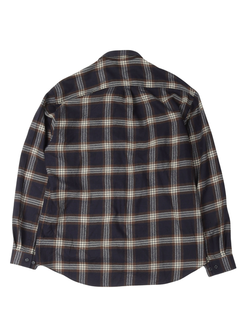 Logo Patch Checked Wool Flannel Shirt