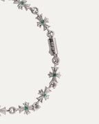 18k White Gold & Green Emerald Tiny E Bracelet