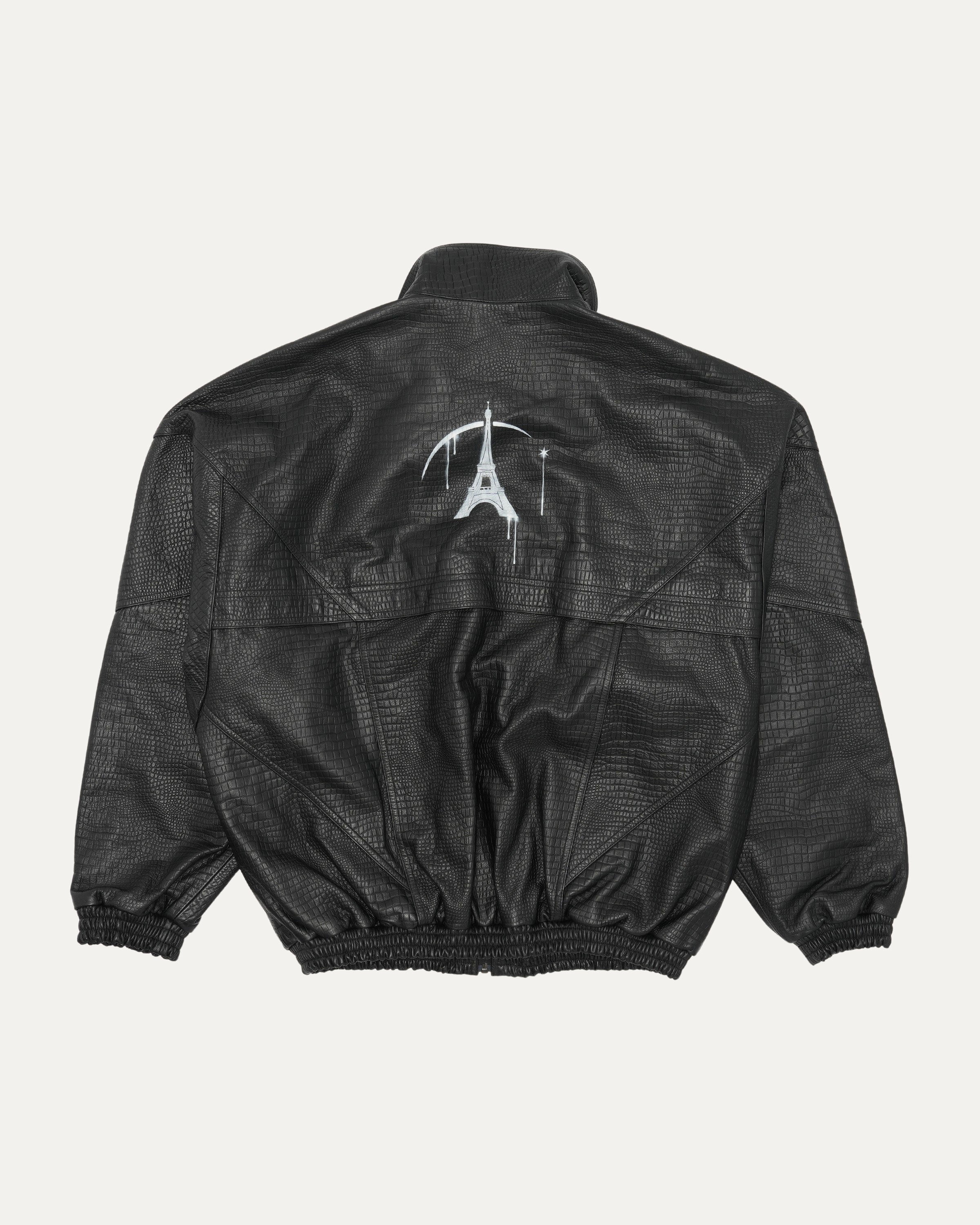 Debossed Leather Track Jacket