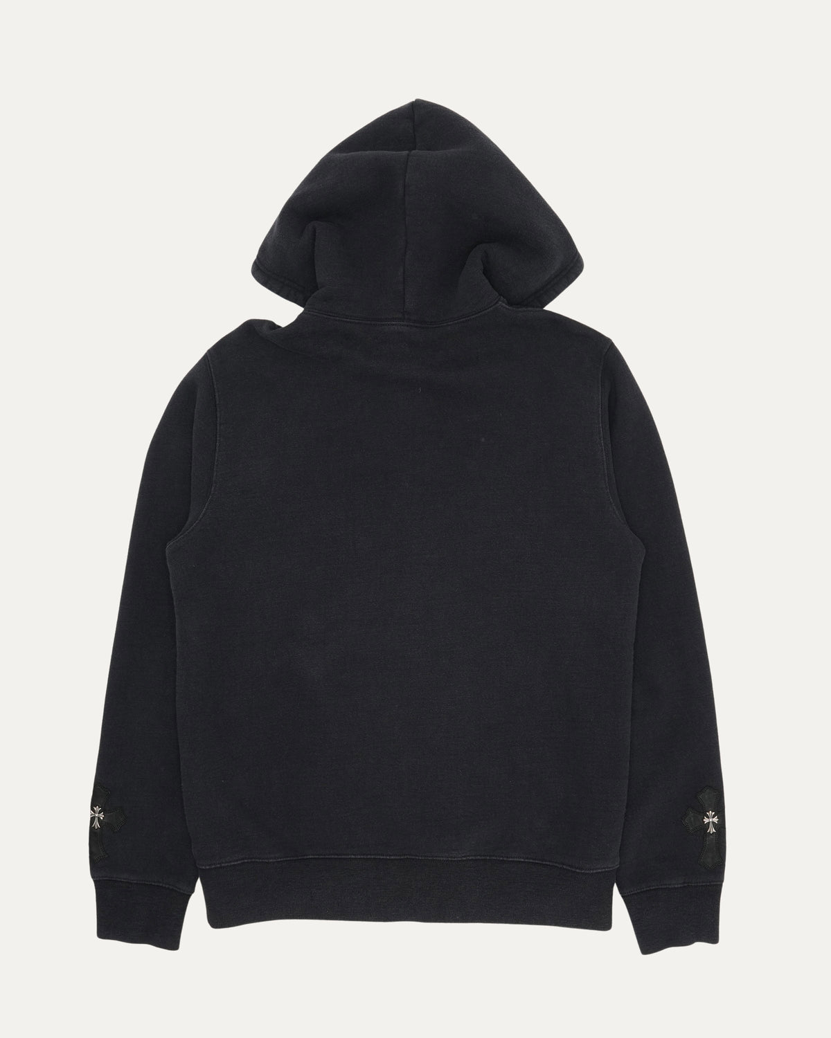 Silver Embellished Cross Patch Zip Up Hoodie