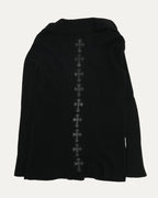 Spine Cross Patch Asymmetric Cardigan Sweater