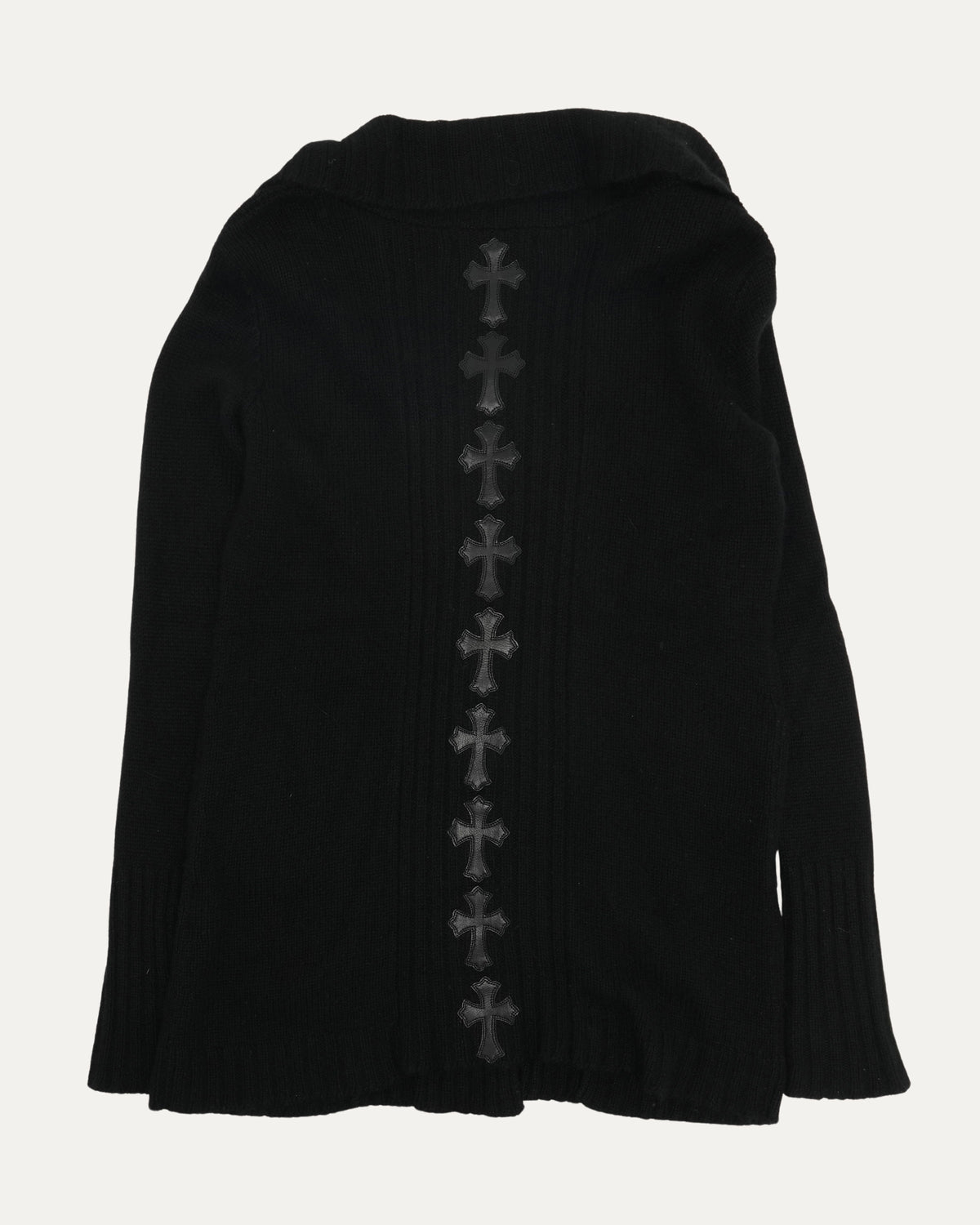 Spine Cross Patch Asymmetric Cardigan Sweater