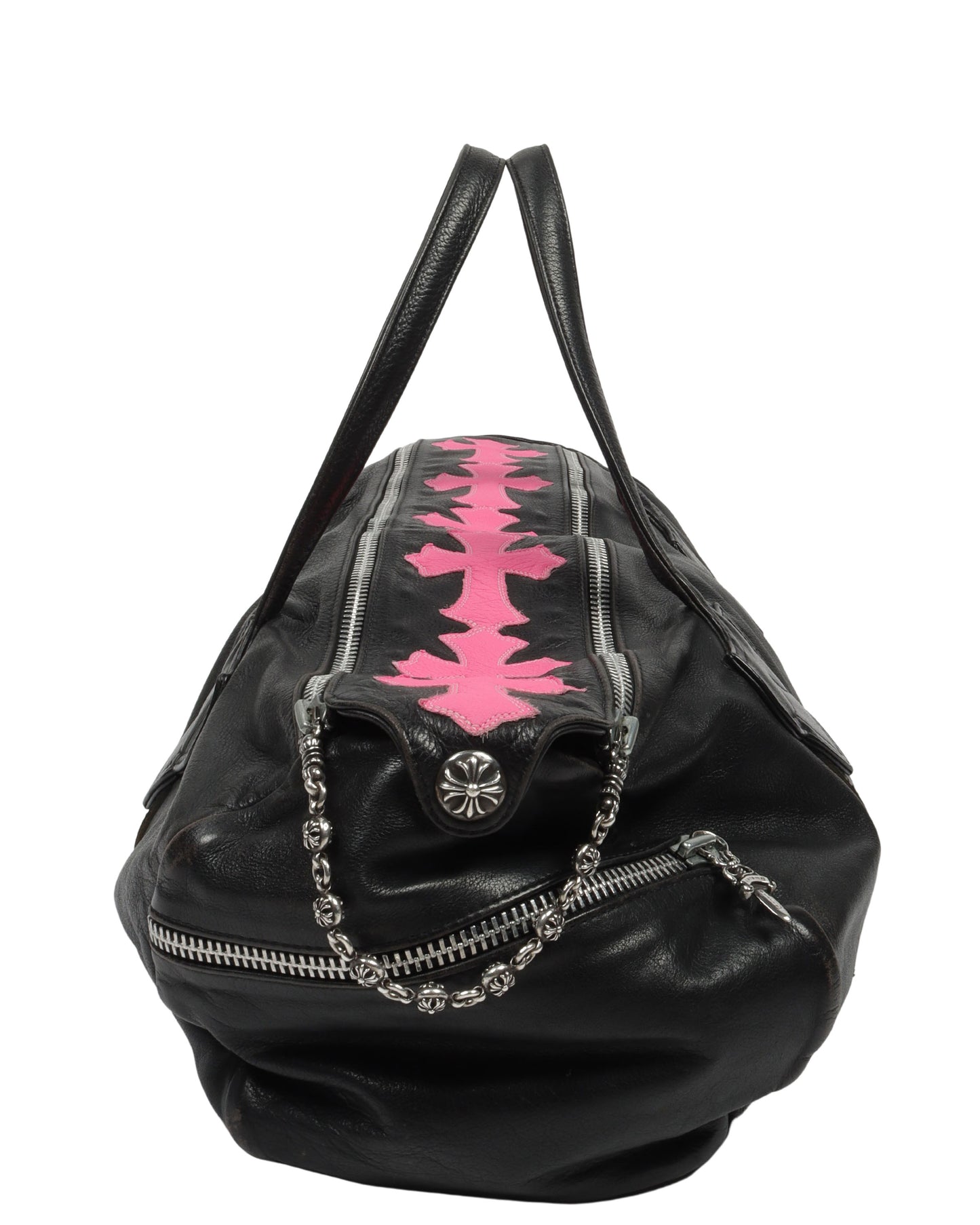 Leather Cross Patch Duffle Bag