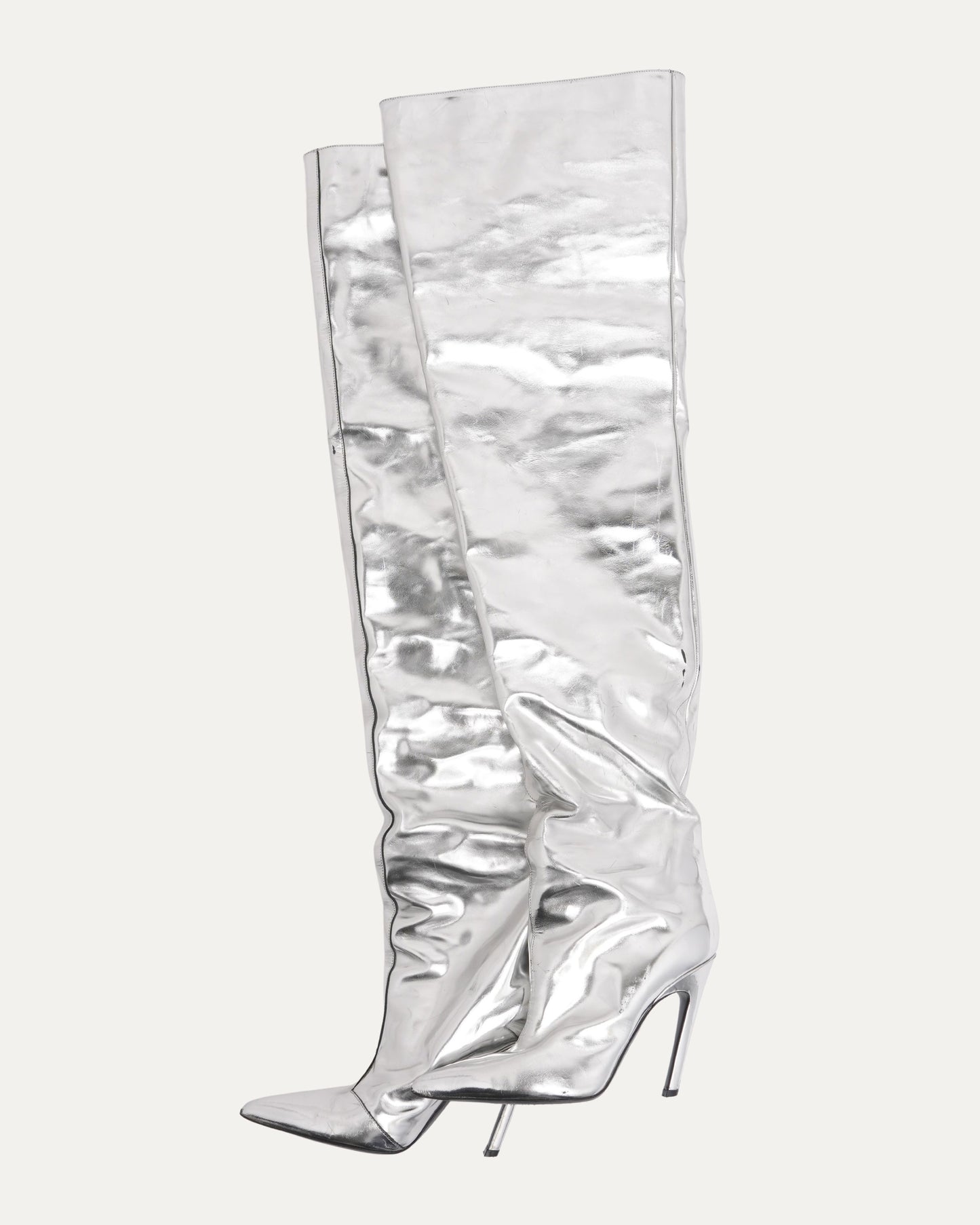 Metallic Knee High Heeled Boots