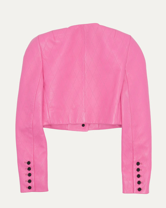Cropped Quilted Leather Jacket