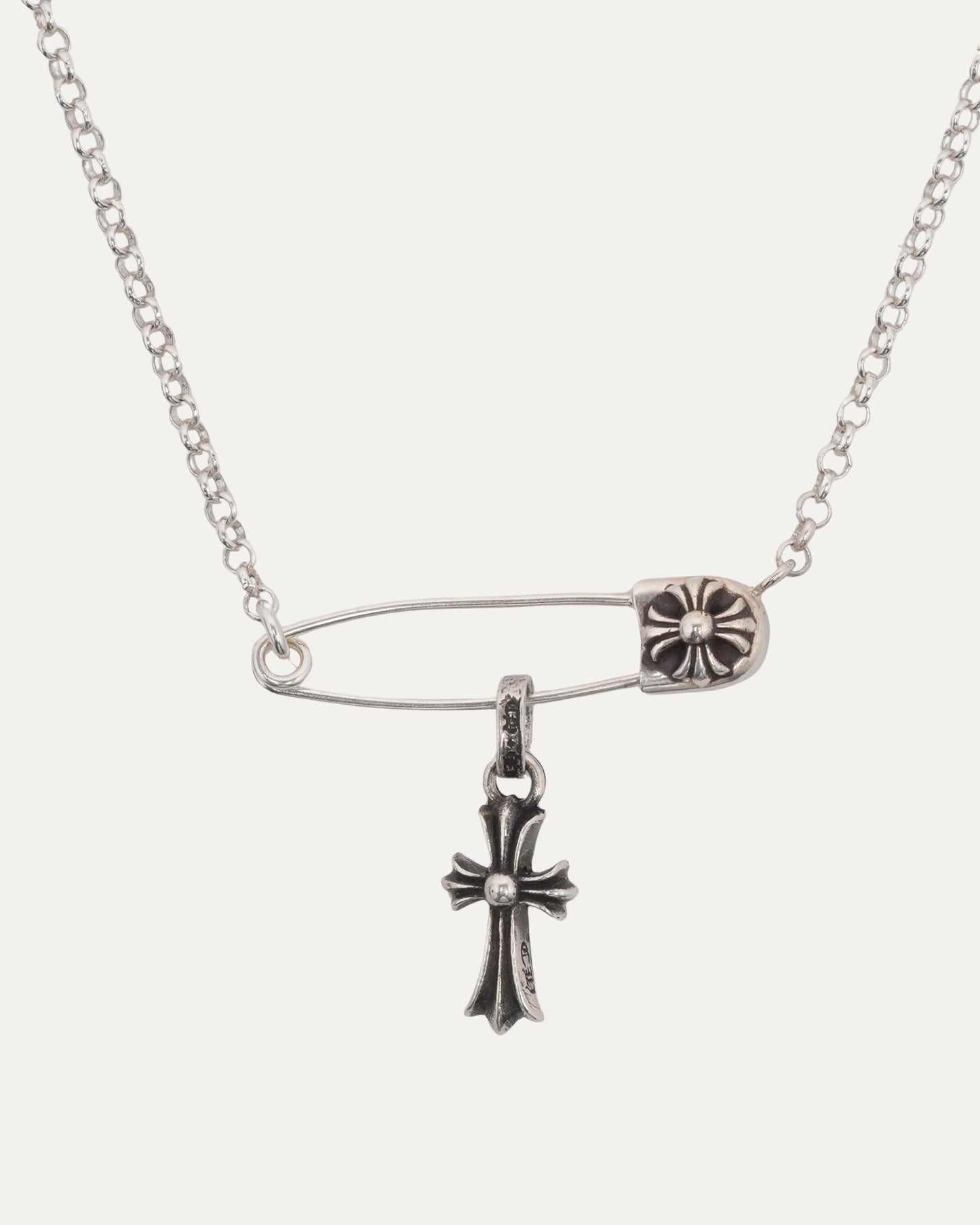 Safety Pin Necklace with Baby Fat Pendant