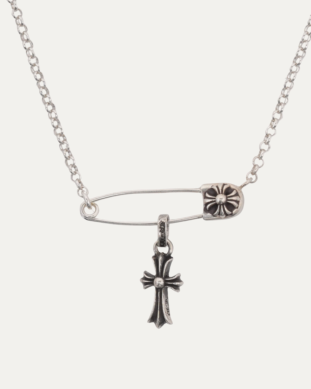 Safety Pin Necklace with Baby Fat Pendant