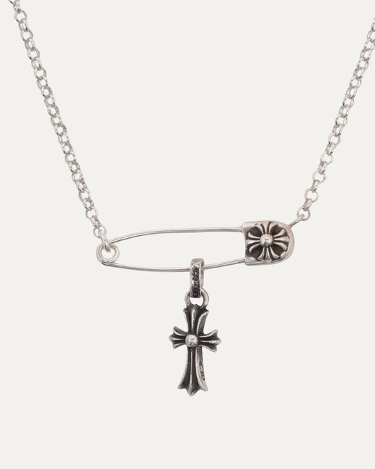 Safety Pin Necklace with Baby Fat Pendant