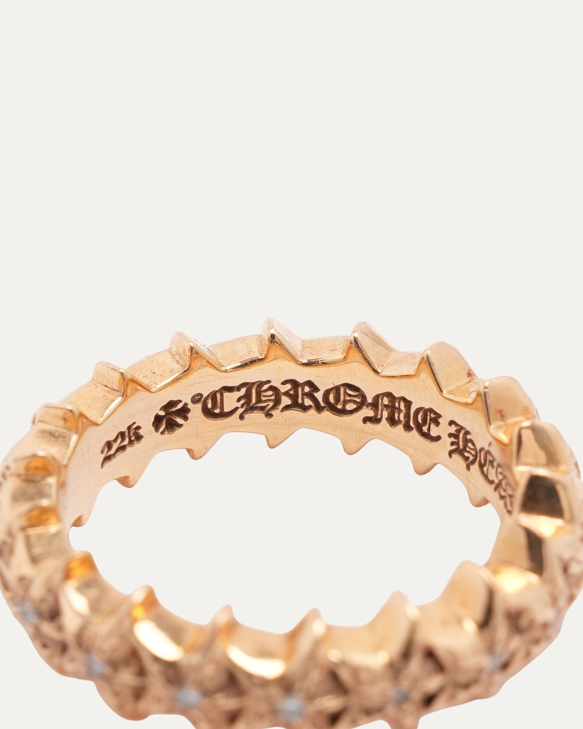 Gold and Diamond Star Band Ring