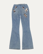 Cross Patch Fleur Knee Flared Jeans