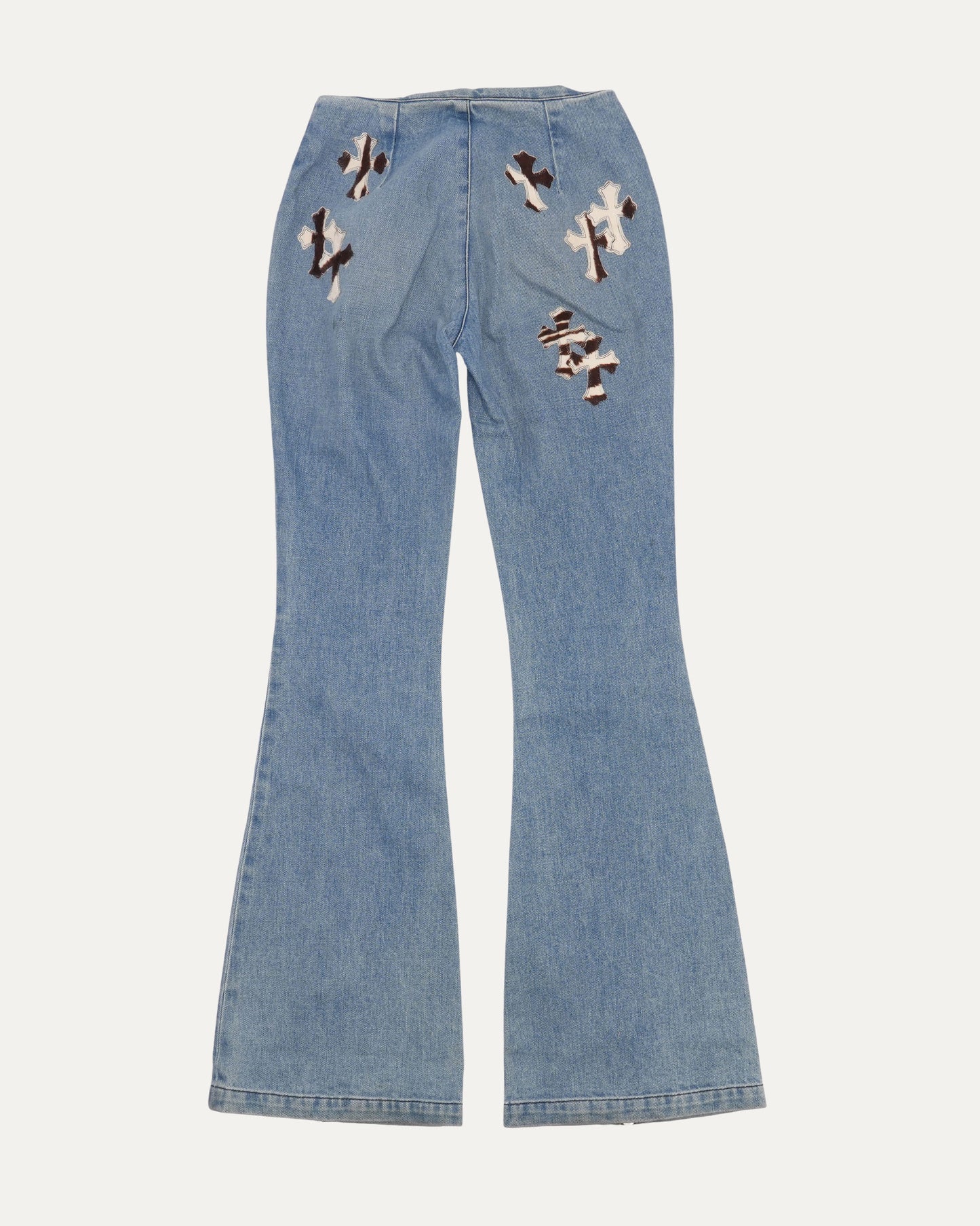 Cross Patch Fleur Knee Flared Jeans