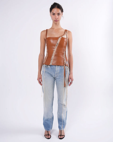 Dolce & Gabbana SS 2003 Tobacco Leather Corset – Justin Reed
