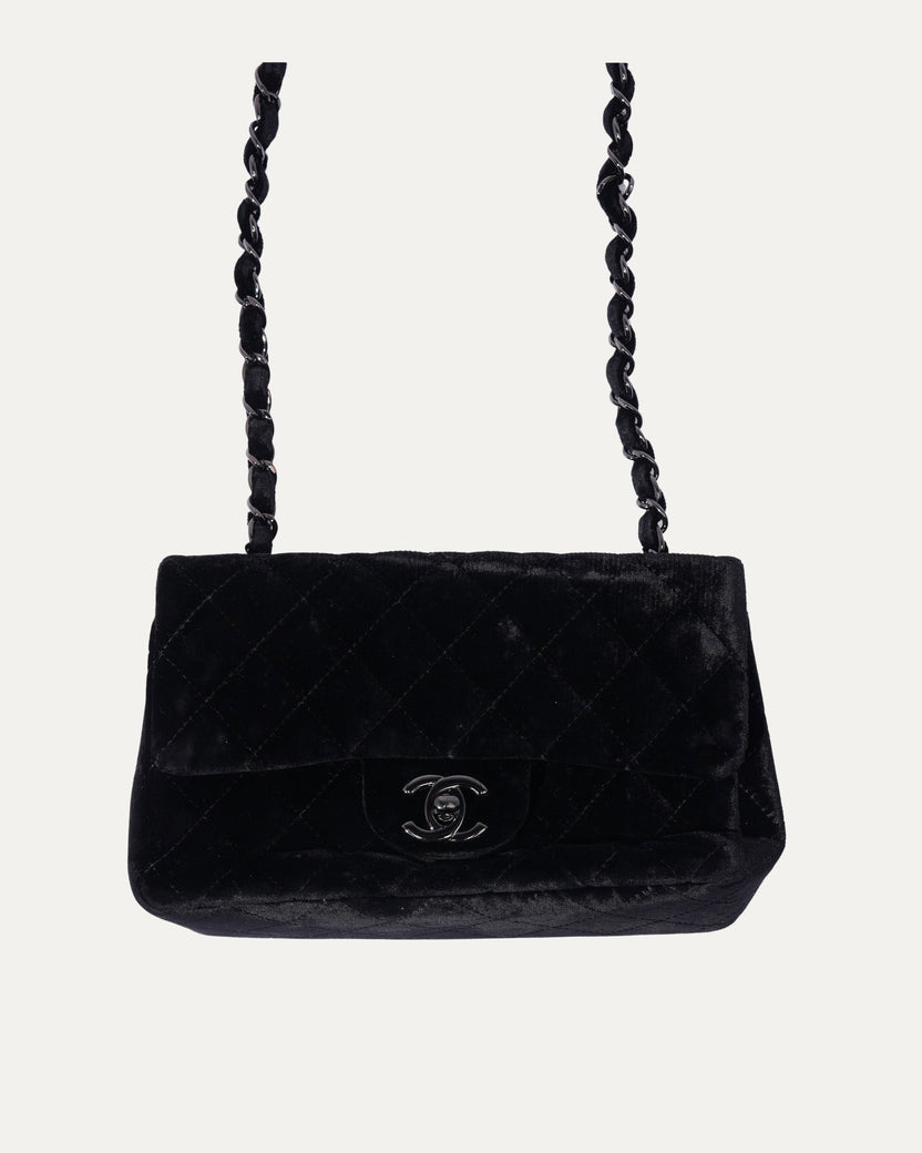 Quilted Velvet Clutch On Chain