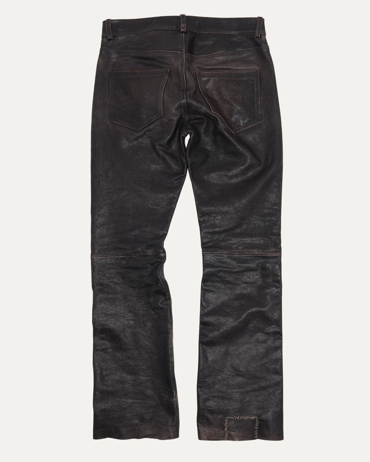 Crust Repaired Leather Flare Jeans