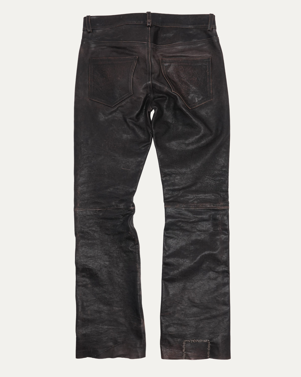 Crust Repaired Leather Flare Jeans