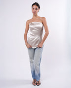 Oyster Satin Strapless Top (c. 2014)