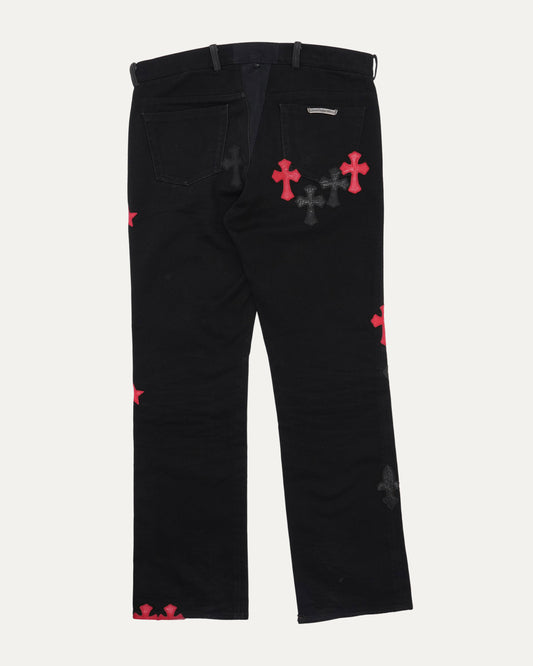 Fleur Knee Cross Star and Dagger and Patch Jeans