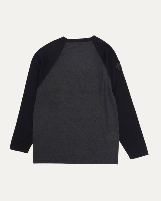 Silk Blend Cross Patch Long Sleeve Raglan T-Shirt