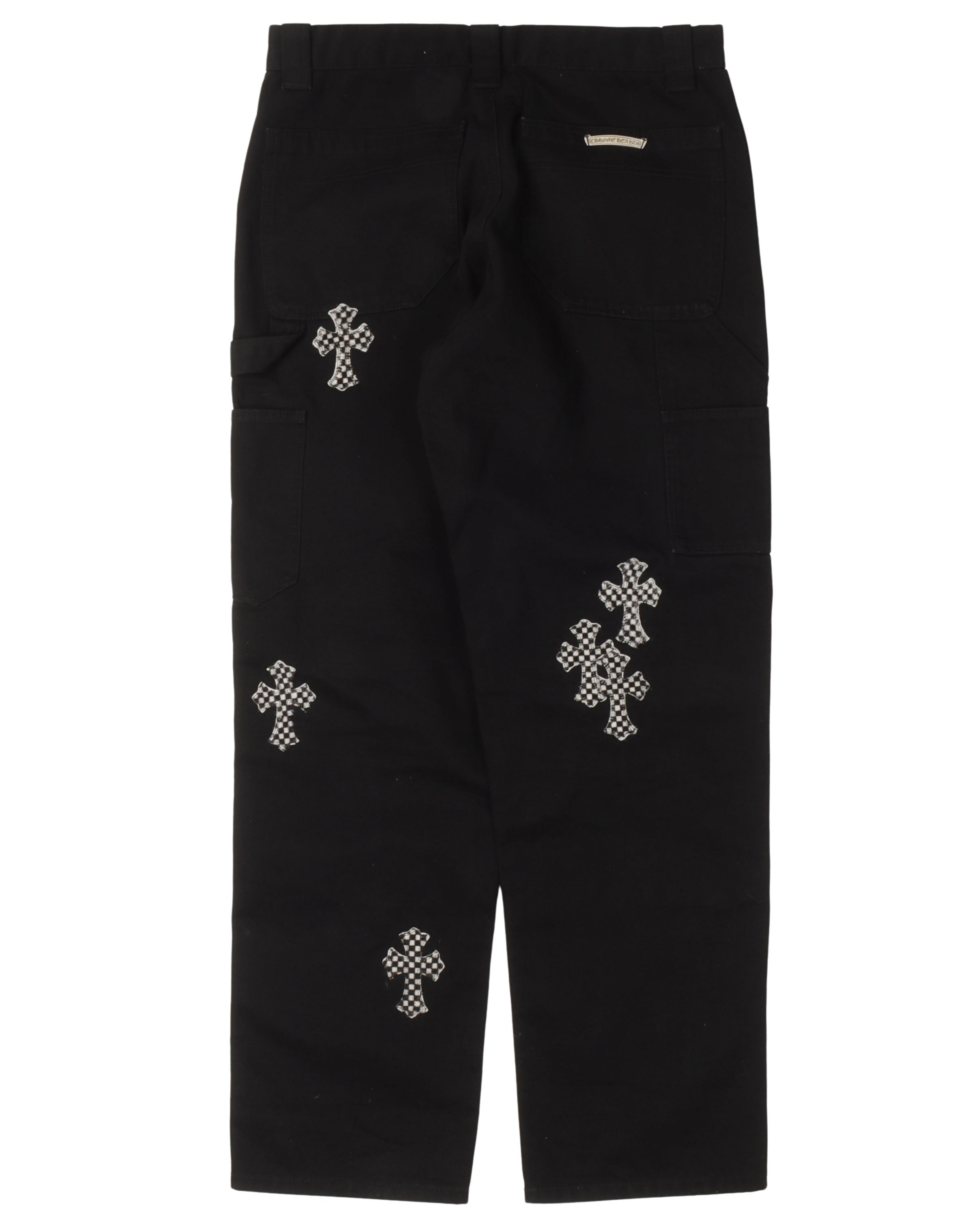 Checkered Cross Patch Double Knee Pants
