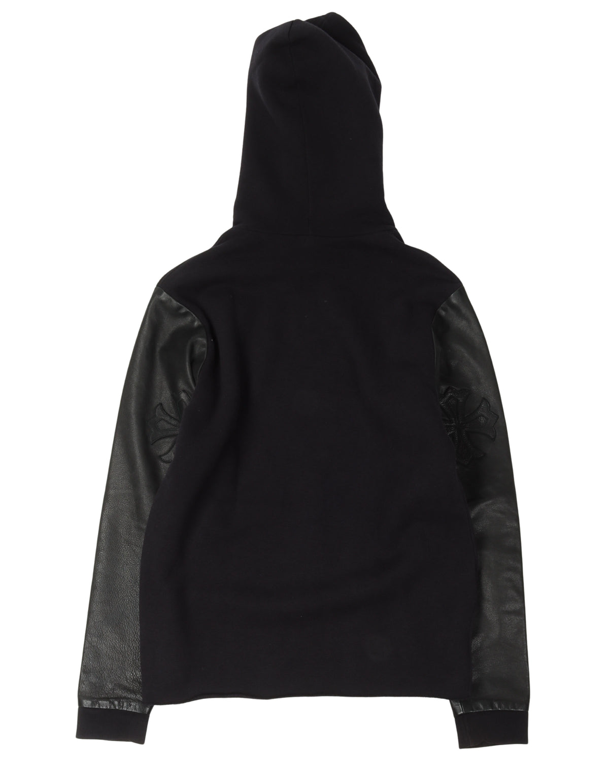 Leather Sleeve Hoodie