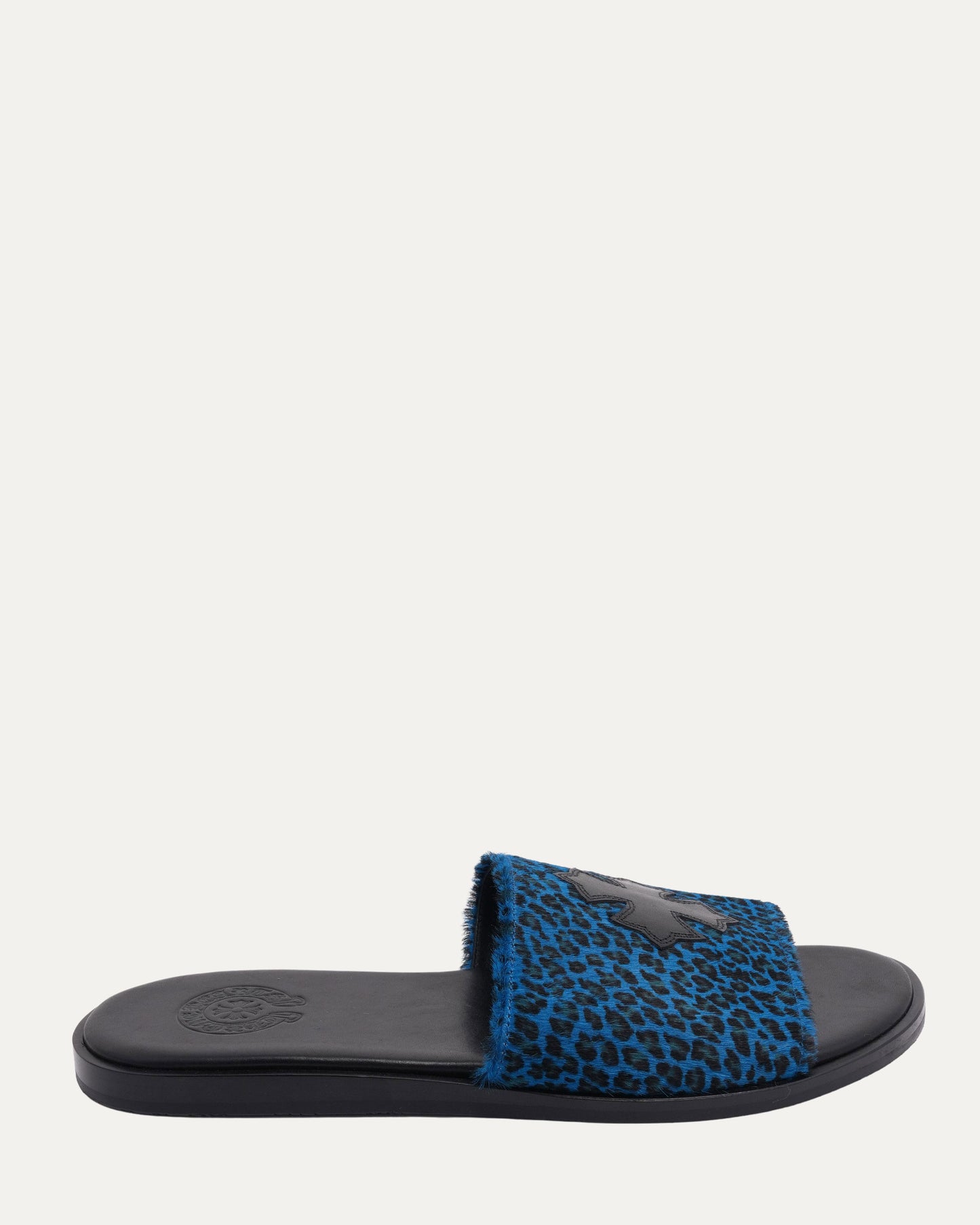 Plus Cross Patch Leopard Slides