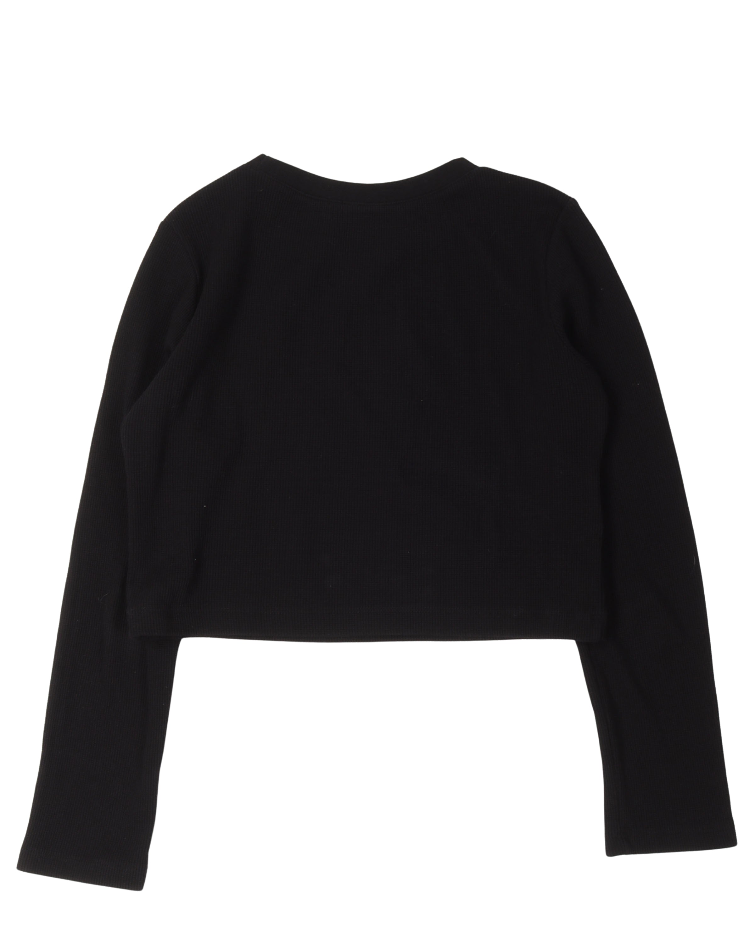 Cropped Embroidered Thermal Shirt