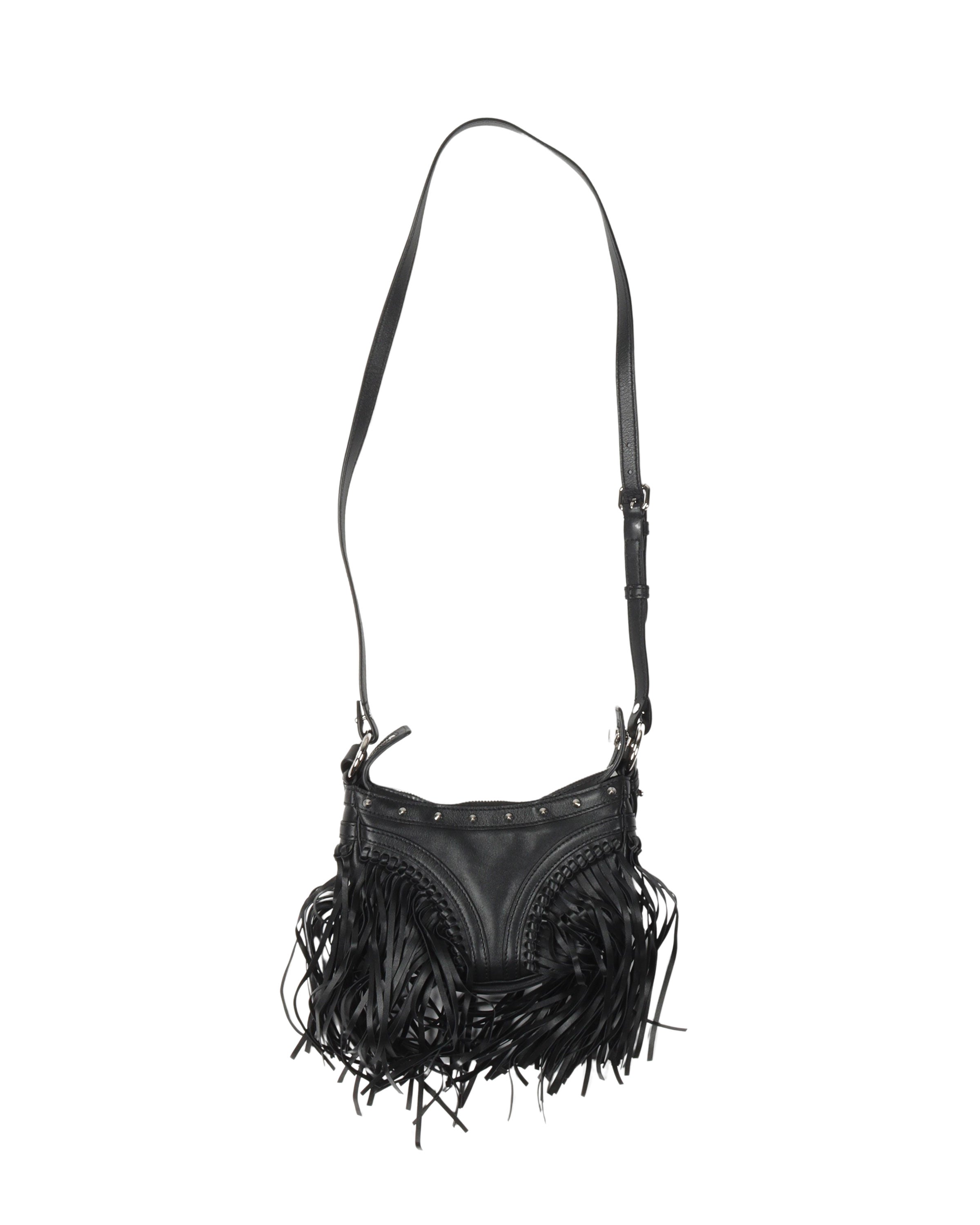 Mini Hobo Fringe Leather Shoulder Bag