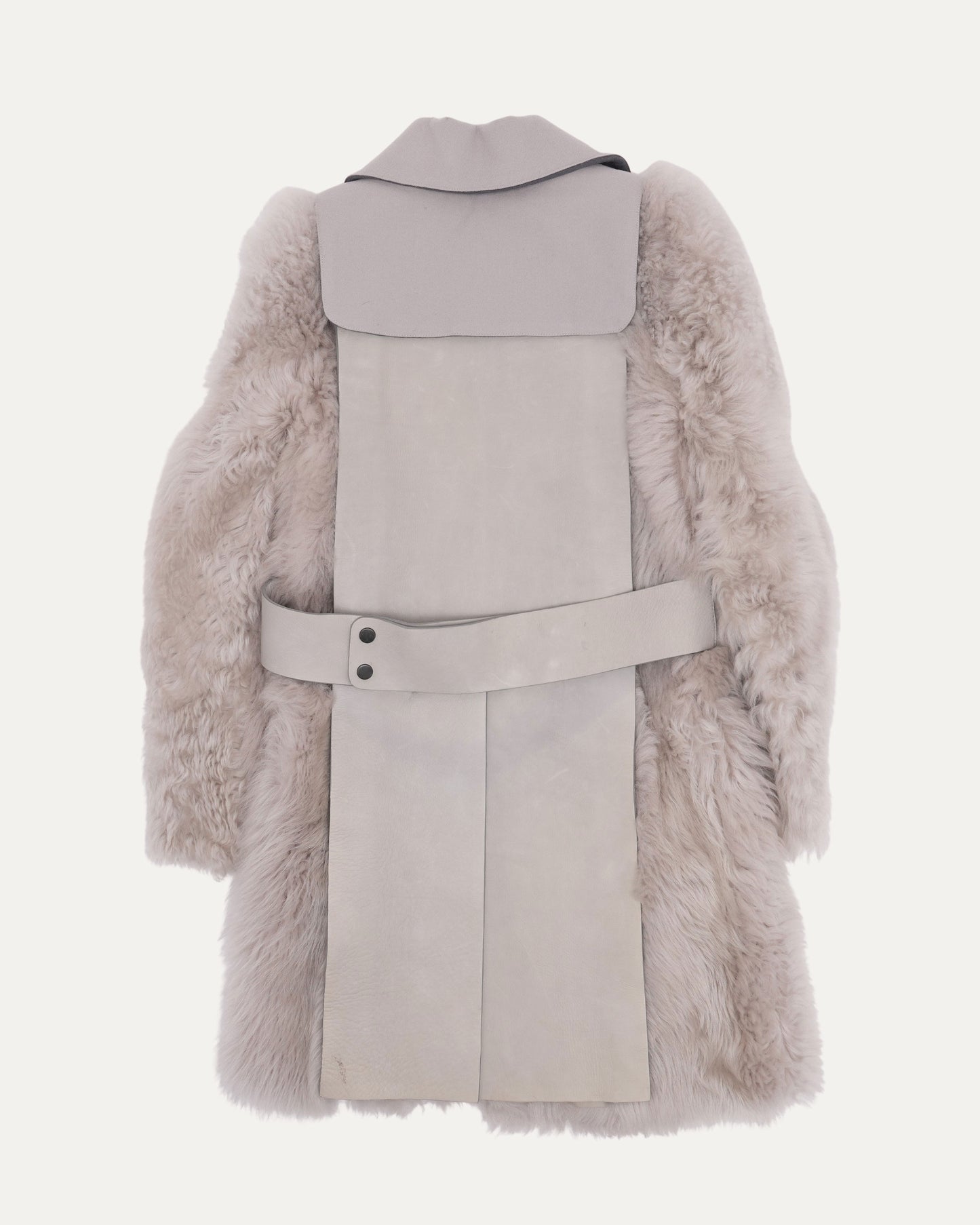 Leather Contrast Shearling Coat