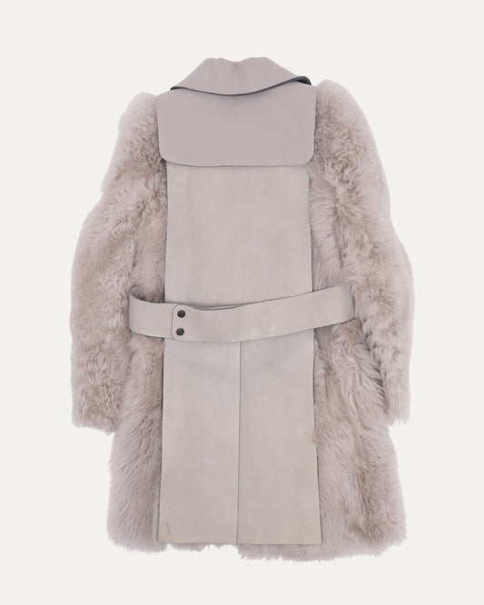 Leather Contrast Shearling Coat