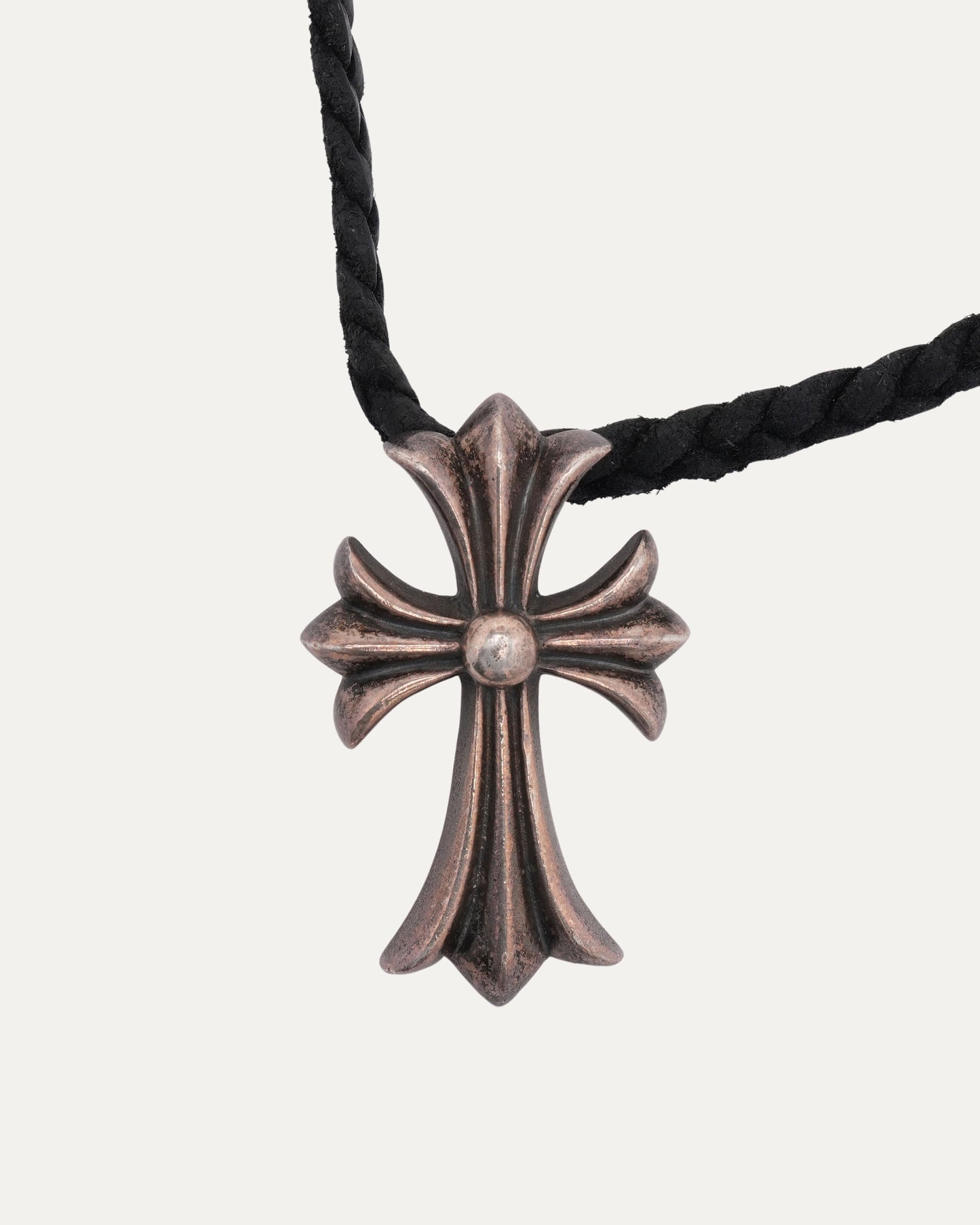 Cross Pendant w/ Braided Leather Necklace
