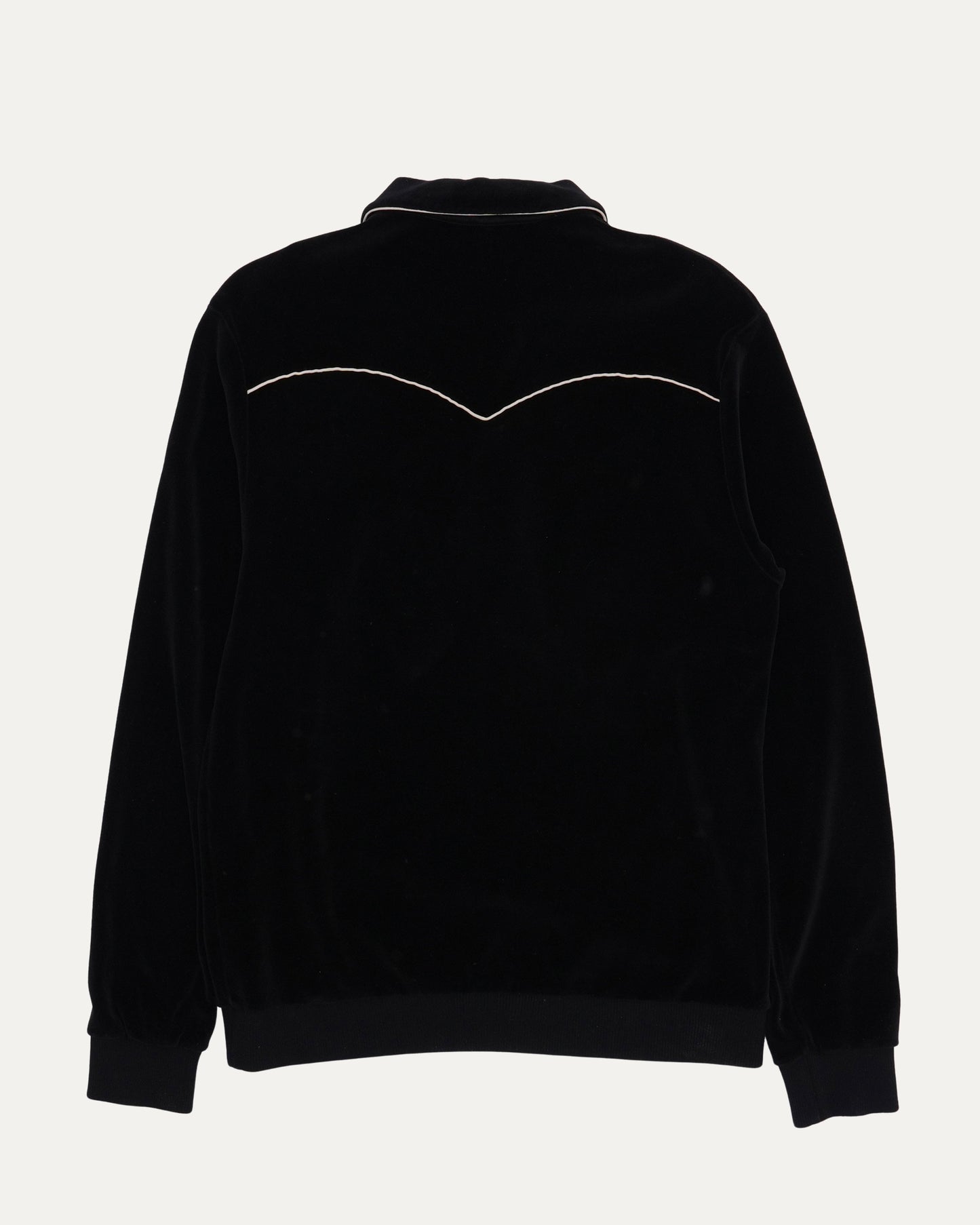 Velour Embroidered Logo Long Sleeve Polo Shirt