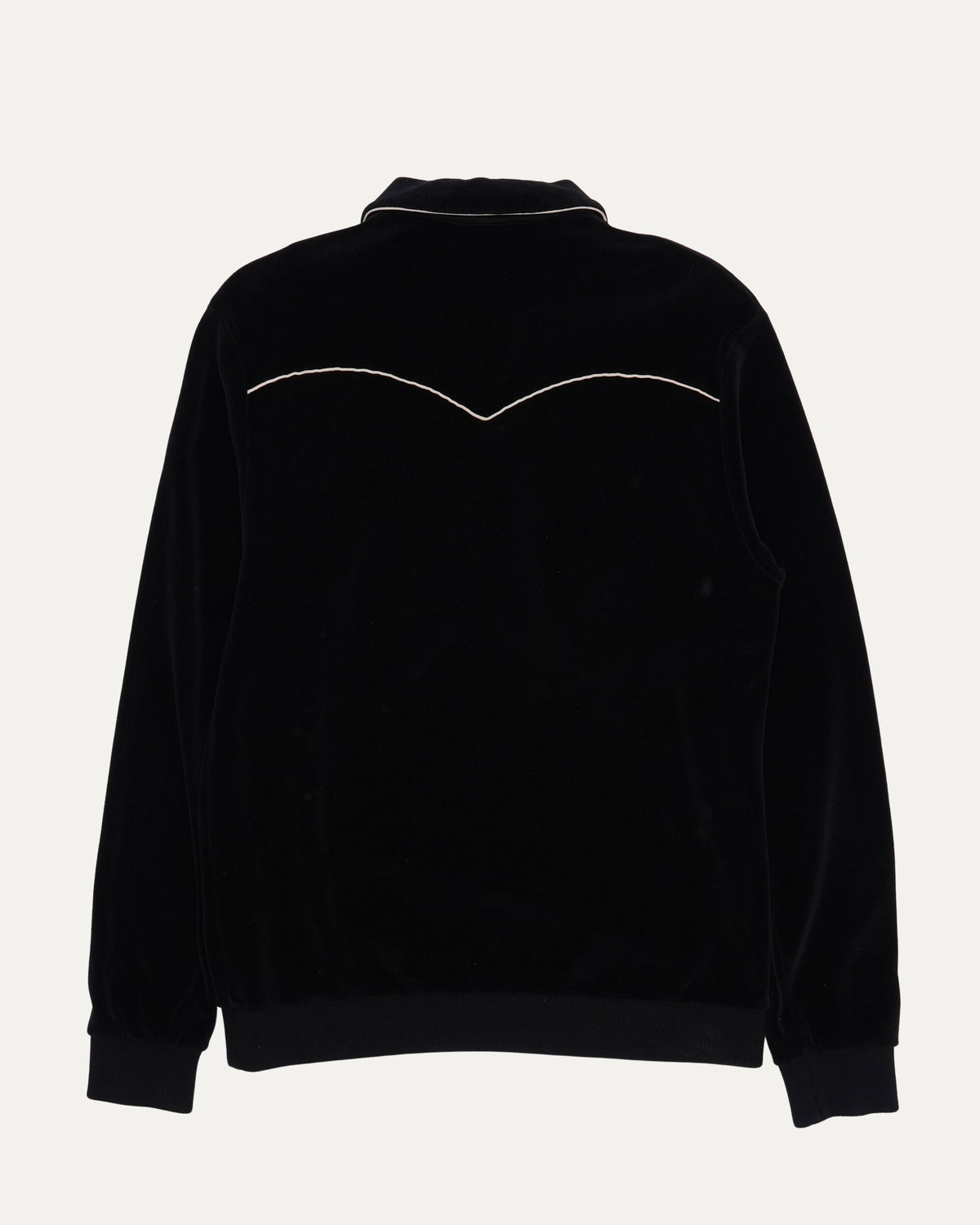 Velour Embroidered Logo Long Sleeve Polo Shirt