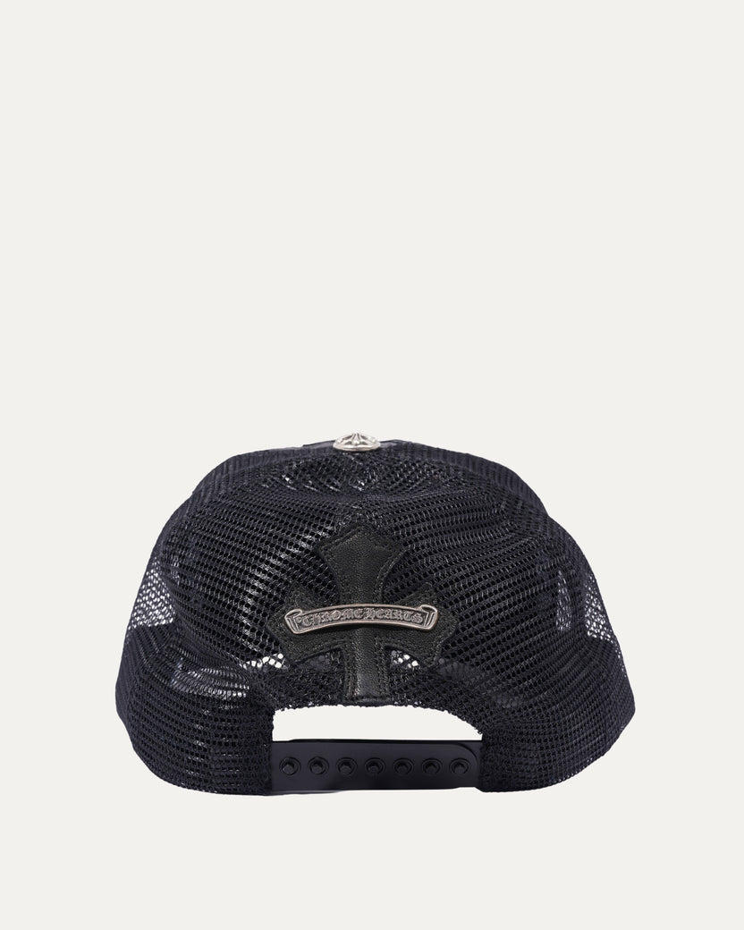 Leather Cross Patch Trucker Hat