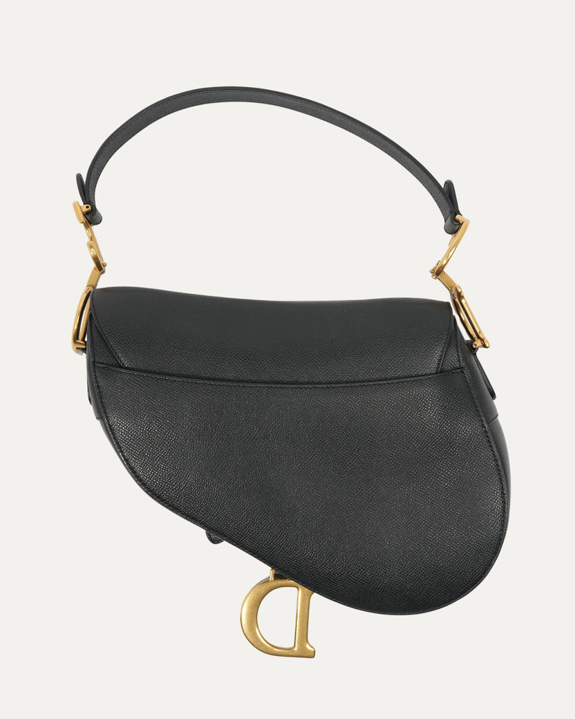 Grained Calfskin Saddle Bag with Strap