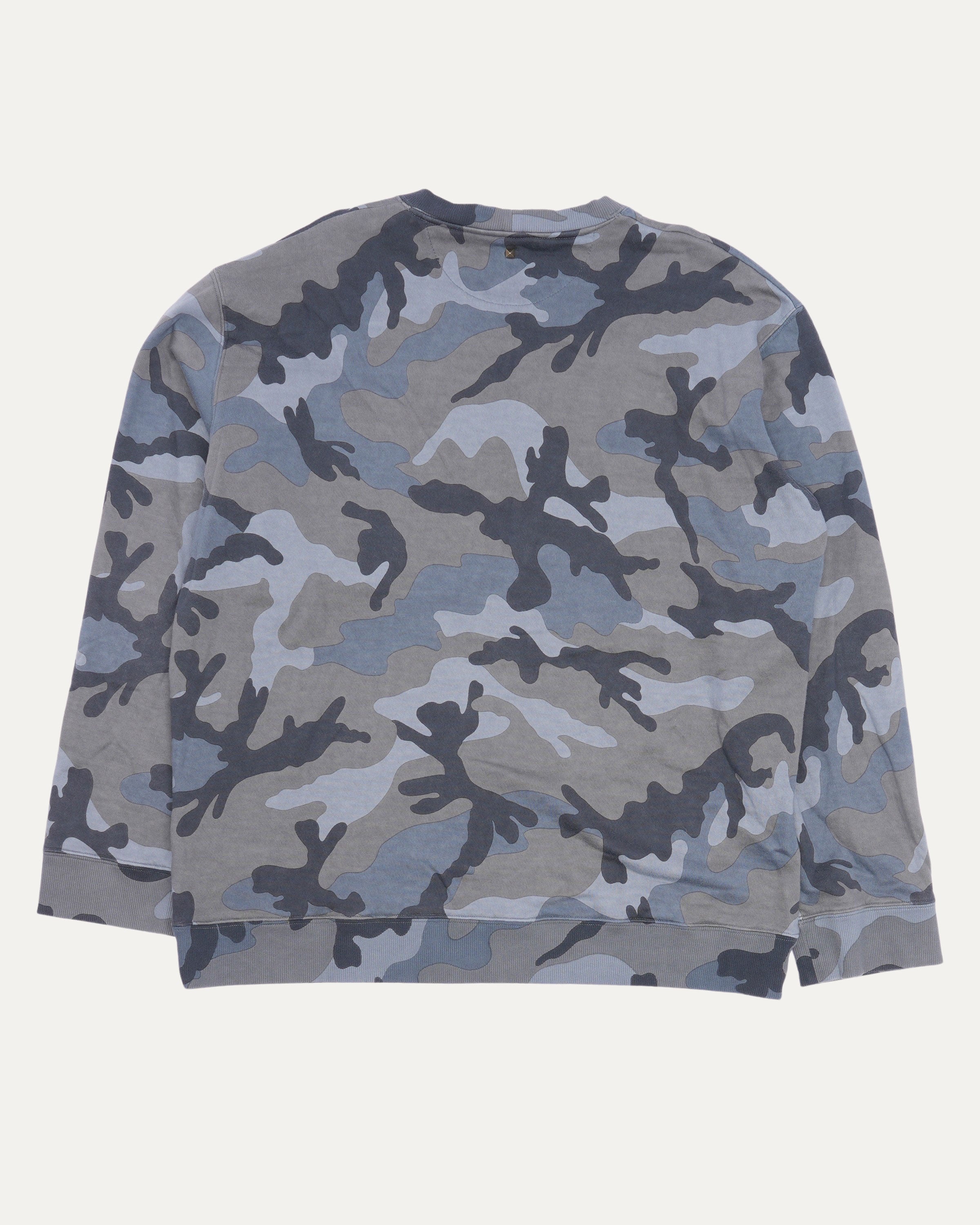 Contrast Leather Pocket Camouflage Sweatshirt