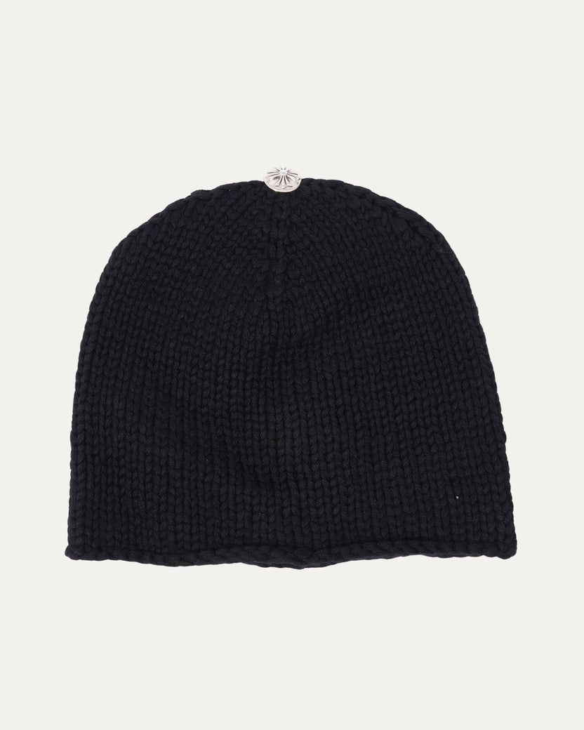 Silver Embellished Cross Patch Cashmere Beanie