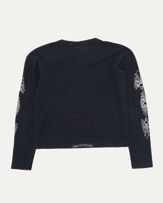 Vintage Women's Floral Cross V-Neck Long Sleeve T-Shirt