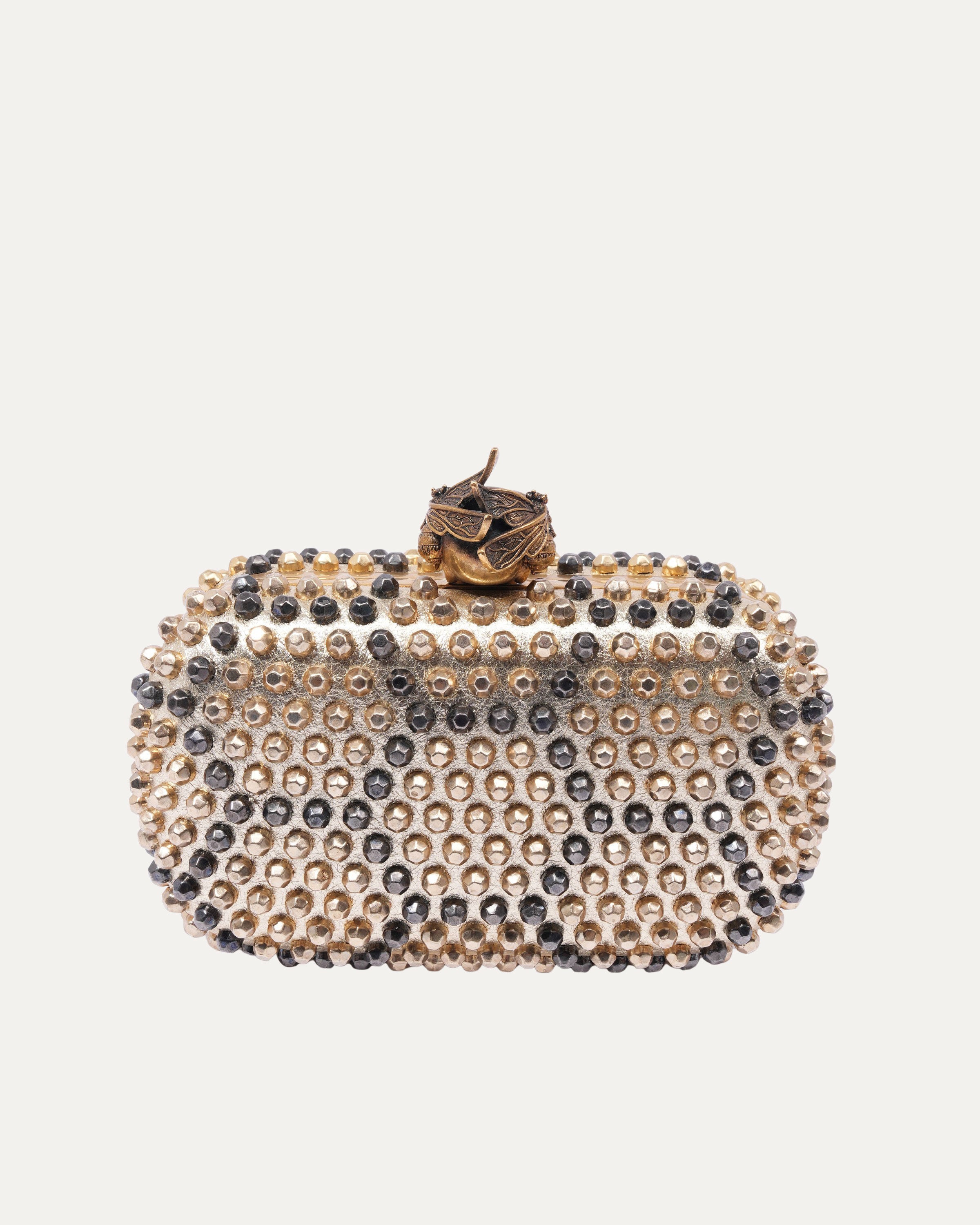 Bee Punk Skull Studded Clutch