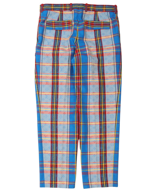 Monogram Check Pleated Pants