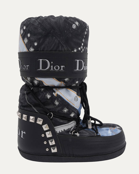 FW 2004 Trompe L'Oeil Denim Print Snow Boots
