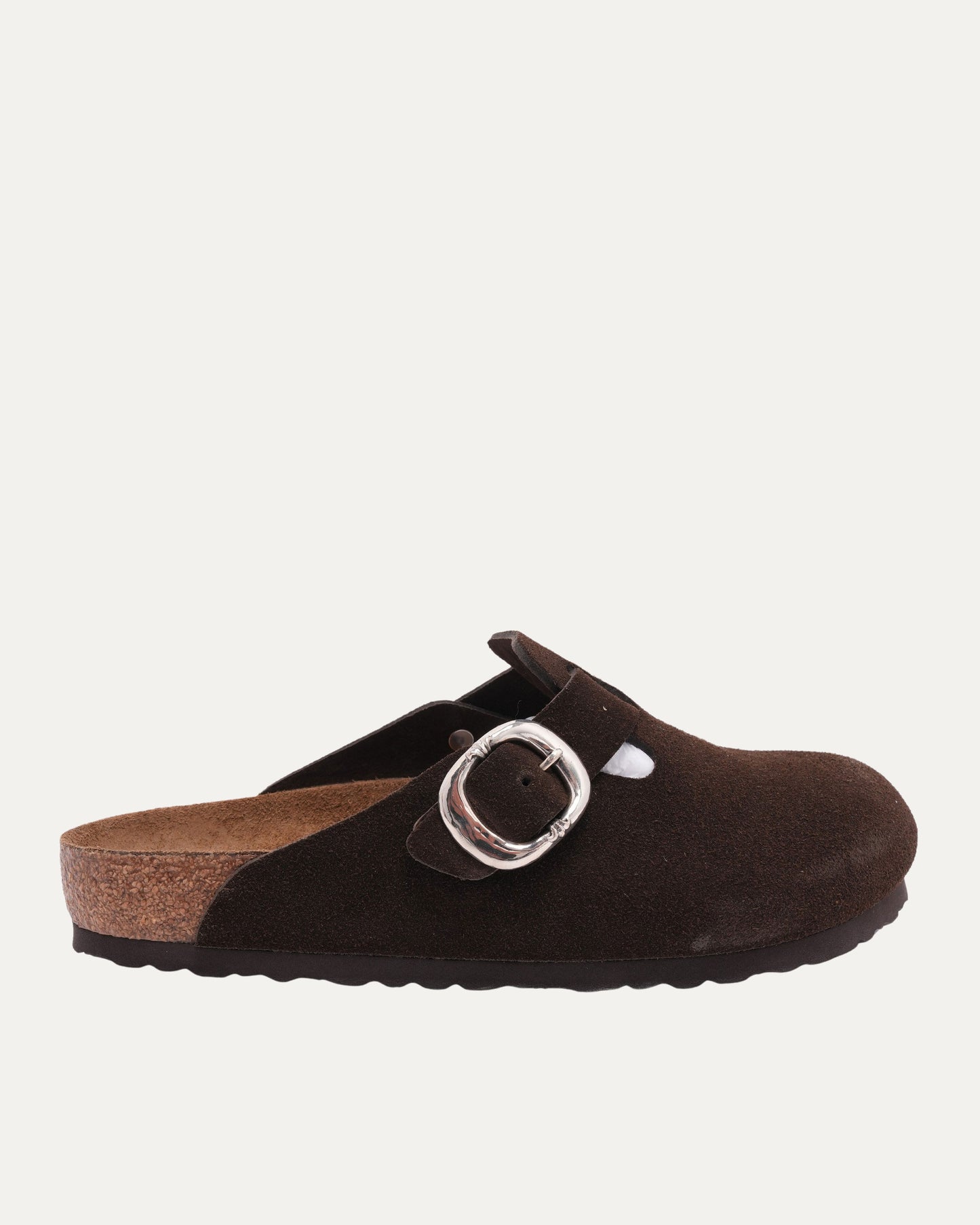Cross Embellished Birkenstock Boston Suede Mule