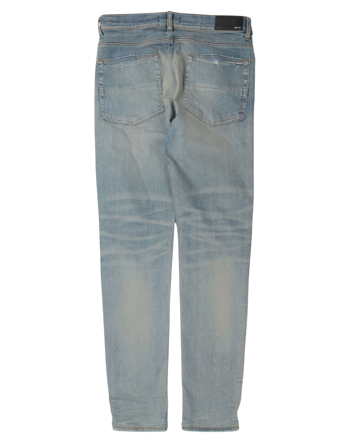 MX1 Distressed Leather-Paneled Knee Rip Jeans
