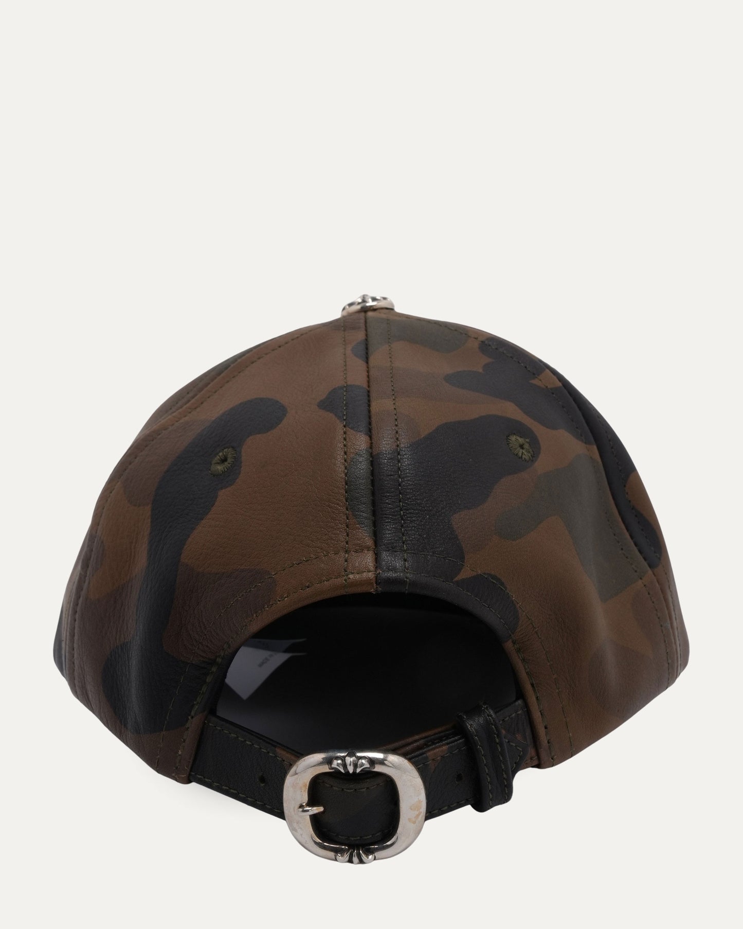 Camouflage Silver Embellished Star Patch Leather Hat