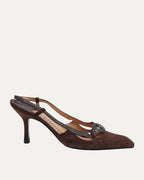 Suede Buckle Heels