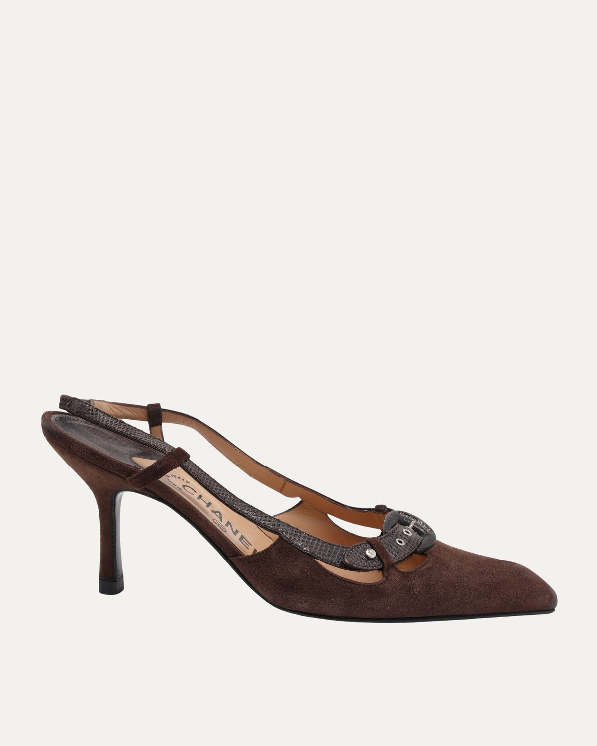 Suede Buckle Heels